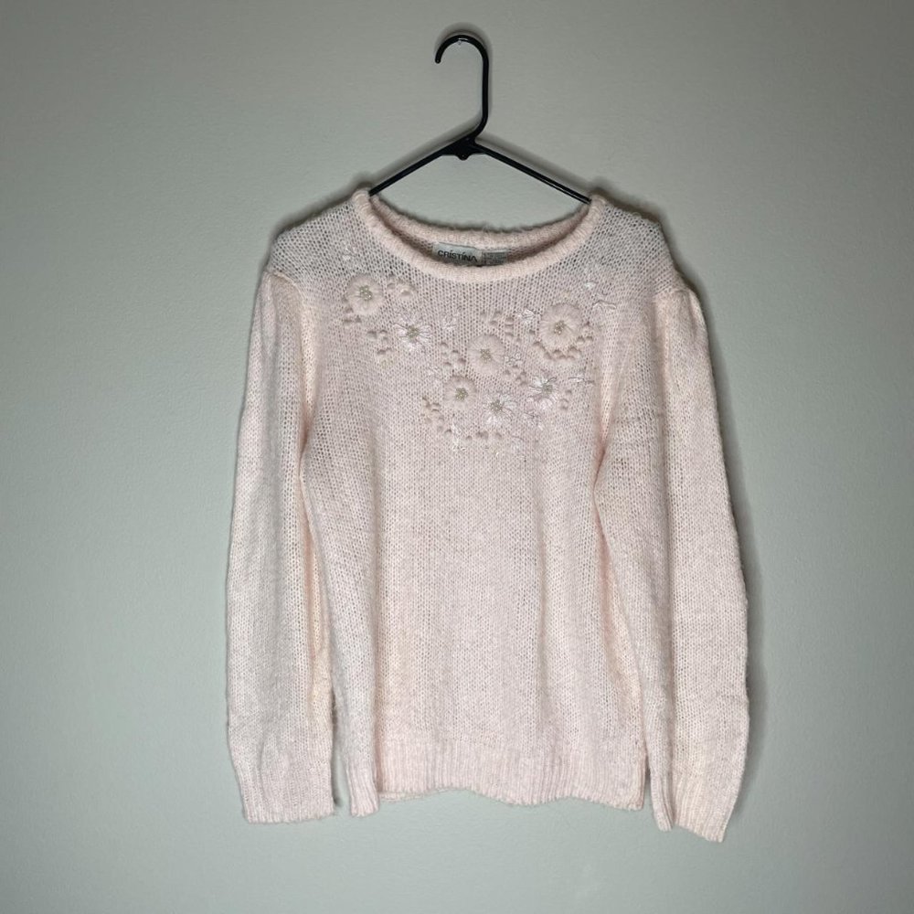 Vintage 80's Light Pink Sweater by Cristina, Size M